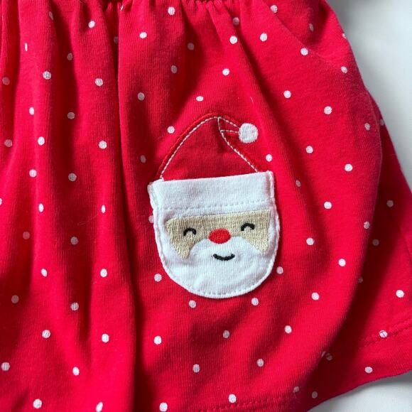 Carter's Girls 3 Month Romper Outfit Dress Christmas Santa Red Polka Dots - Picture 3 of 6